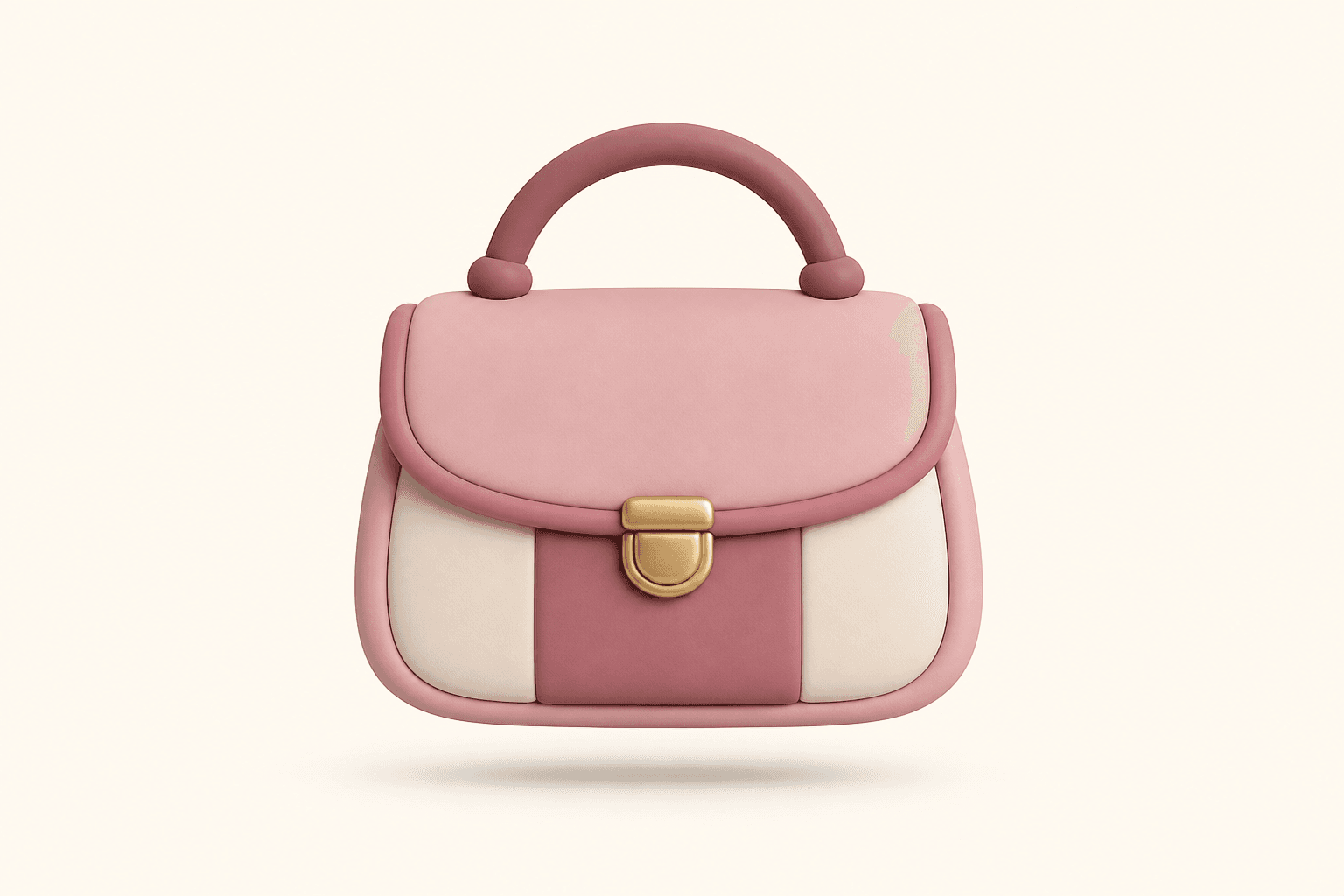 A clay-style structured handbag with a gold clasp