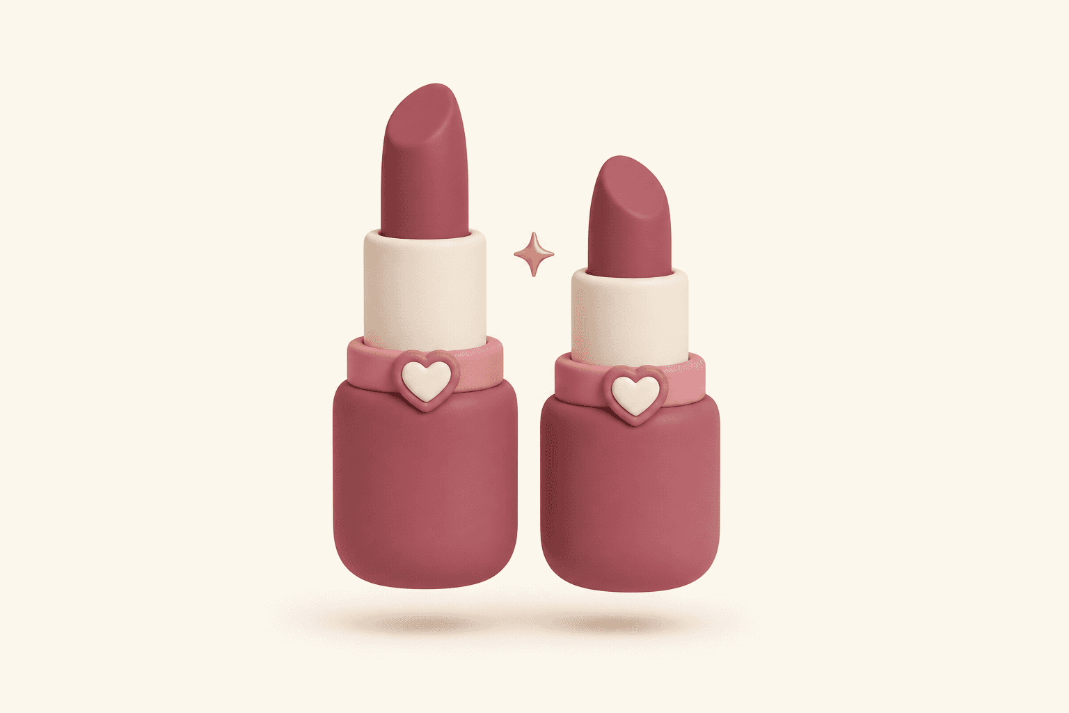 Two nearly identical clay-style lipstick tubes standing side by side