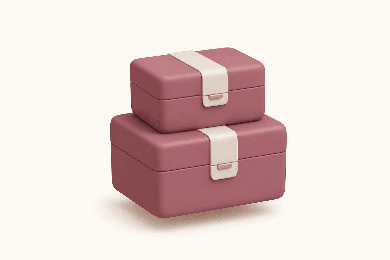 Two clay-style delivery boxes stacked one on the other
