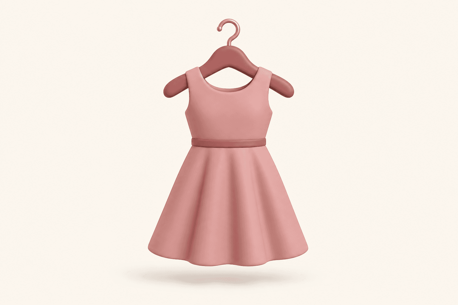 A clay-style clothes hanger holding a simple dress