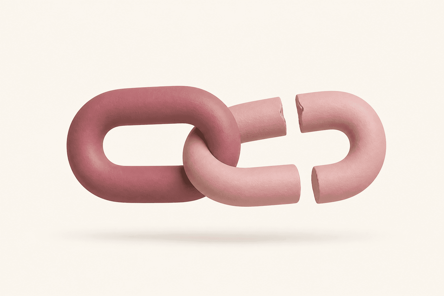 Two clay-style chain links with one cracked apart