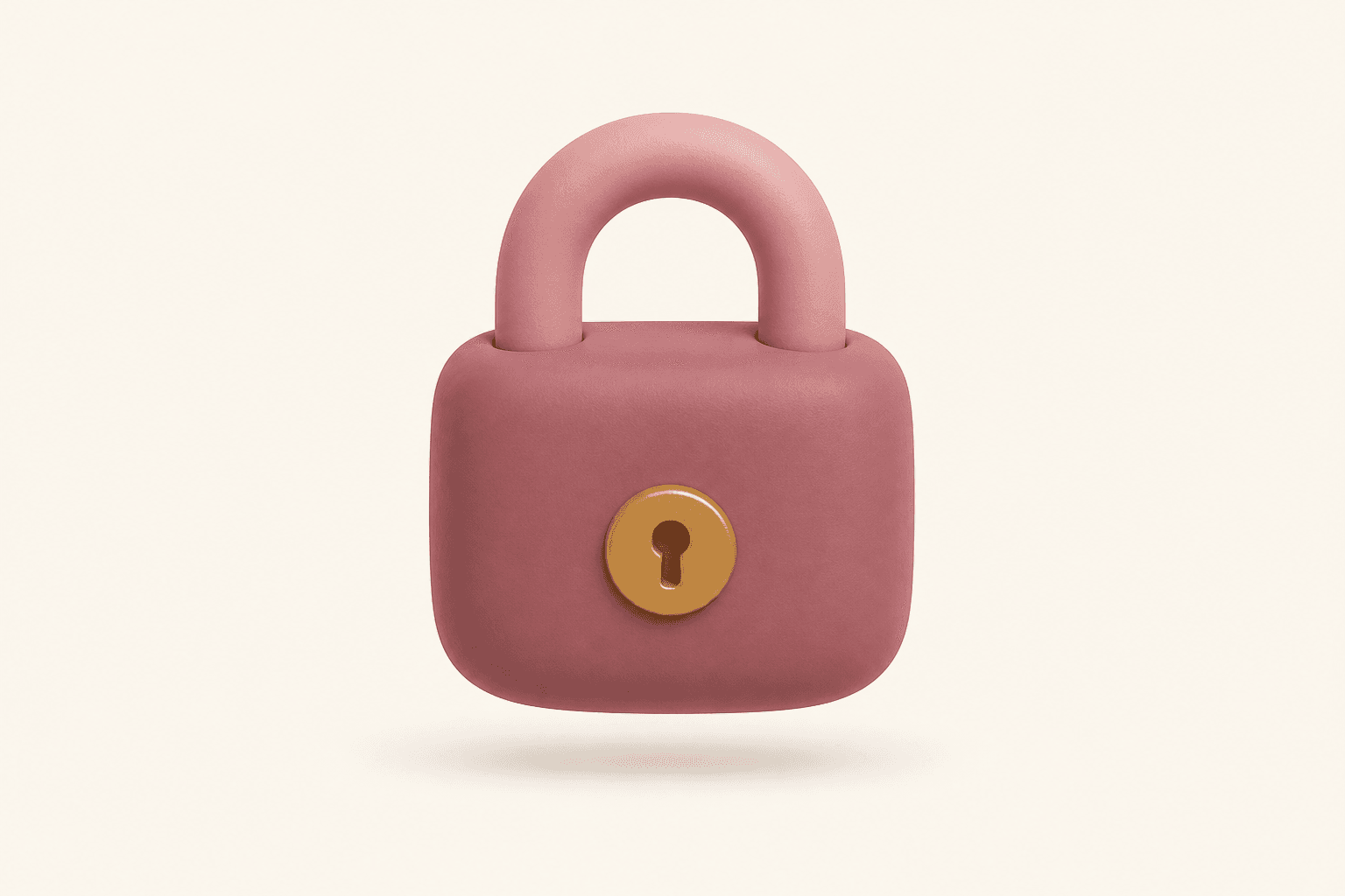 A closed padlock with a gold keyhole